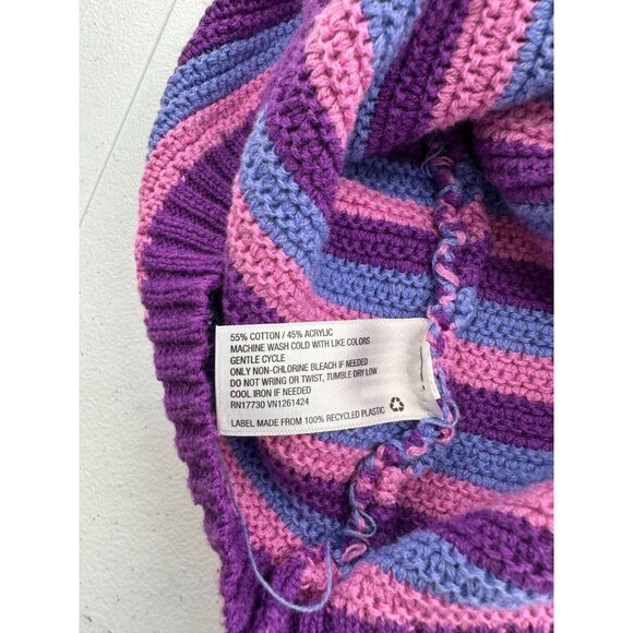 Wild Fable Striped Knit Halter Dress V-Neck Open Back Crochet Boho Rainbow Retro - Picture 5 of 14